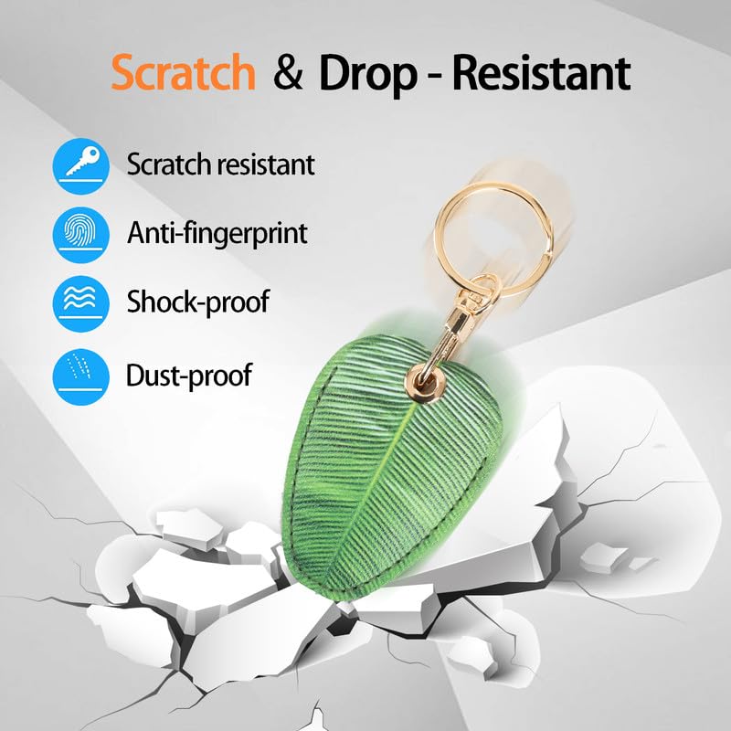 Image of Leather Keychain Case Holder Compatible with Apple AirTag, GPS Airtag Keychain Finder Tracker with Key Ring, Anti-Scratch Protective Air Tag Cover | Leather