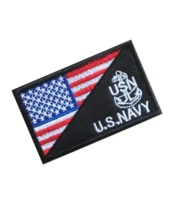 America Flag and Navy Anchor USA USN Patch Hook and Loop Morale Applique Fastener Embroidered Patch 2Pcs by Ykonuyis - Used condition - Image 3