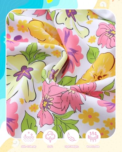 Saeaby Girls 2 Piece Tankini Swimsuit Bathing Suit Adjustable Straps Ruffled Floral Summer Girls' Swimwear for 3-8 Years3