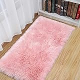 junovo Luxury Fluffy Area Rugs Furry Rug for Bedroom Faux Fur Sheepskin Nursery Rugs Fur Carpet for