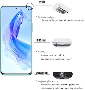 Pack of 3 for Honor 90 Lite Tempered Glass Screen Protector, 9H Hardness, Anti-Scratch, HD Screen Protector
