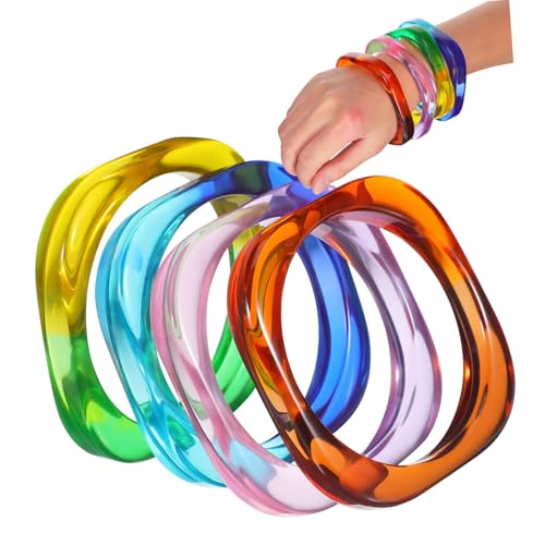 Bracelets joncs en acrylique dégradé lot de 4 pièces à offrir aux femmes