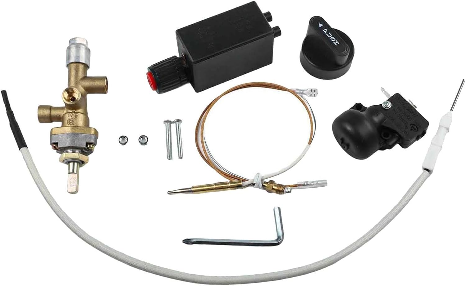 7-Piece Patio Gas Heater Replacement Parts Safety Kit with Fail-Safe Valve, Solid Brass Thermocouple, Pulse Igniter for Outdoor Heating – Easy Installation