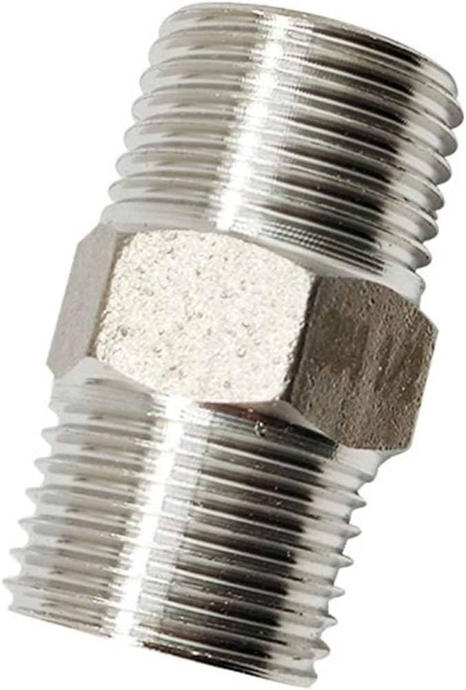 1/8 1/4 3/8 1/2 3/4 Inch Thread 304 Stainless Hex Steel Pipe Fitting Head Male Fittings 5Pcs(1")