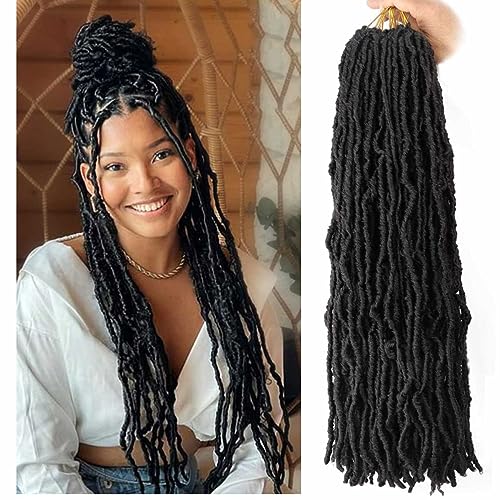 7 Packs Crochet Faux Locs Hair 24 Inch Curly Wavy Goddess Locs Braids for Natural Butterfly Soft Locs Crochet Hair for Black Women (24 inch(pack of 7), 2#)