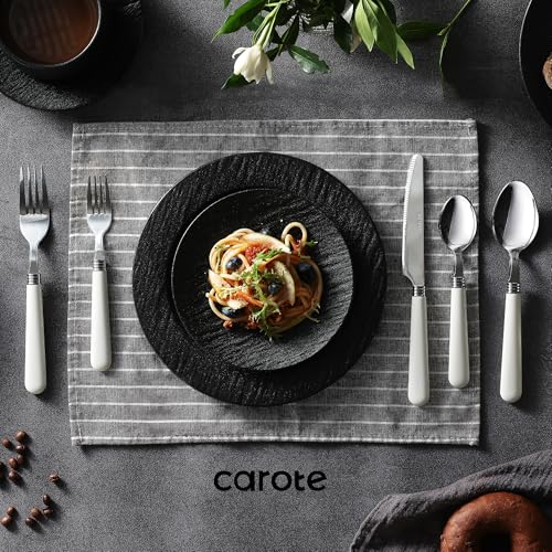 CAROTE-30Pcs-Silverware-Set-Stainless-Steel-Flatware-Set-with-White-Handle-Dining-Tableware-Cutlery-Set-for-6-Utensil-Sets-for-Home-Restaurant-Mirror-Polished-Spoon-and-Fork-Set-Dishwasher-Safe CAROTE 30Pcs Silverware Set Stainless Steel Flatware Set with White Handle Dining Tableware Cutlery Set for 6 Utensil Sets for Home Restaurant Mirror Polished Spoon and Fork Set Dishwasher Safe