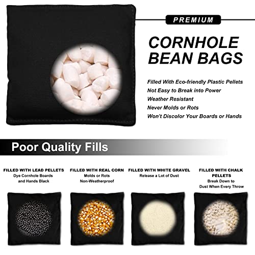 Jmexsuss Weather Resistant Standard Corn Hole Bags, Set Of 8 Regulation Professional Cornhole Bags For Tossing Game,Corn Hole Beans Bags With Tote Bag(Black/Orange) #TOP3