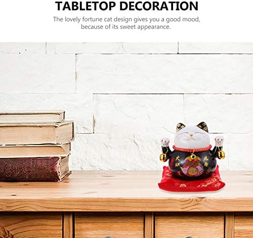 IMIKEYA Lucky Cat Money Bank Feng Shui Maneki Neko Lucky Cat Coin Bank Ceramic Lucky Cat Piggy Bank Porcelain Money Change Pot Feng Shui Decor Ornament for Kids Money Save Bank Black 4. 5in