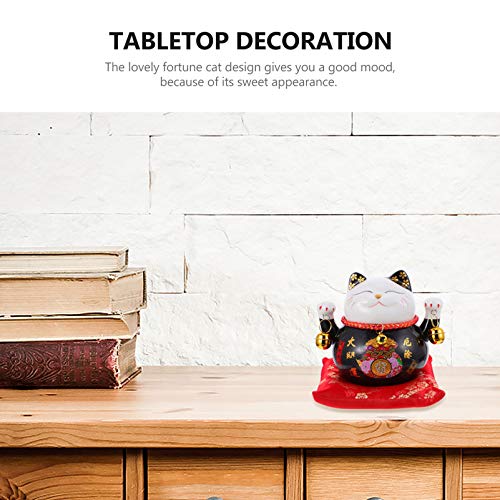 Garneck Lucky Cat Money Bank Feng Shui Maneki Neko Lucky Cat Coin Bank Ceramic Lucky Cat Piggy Bank Porcelain Money Change Pot Feng Shui Decor Ornament For Kids Money Save Bank Black 4. 5In #TOP2
