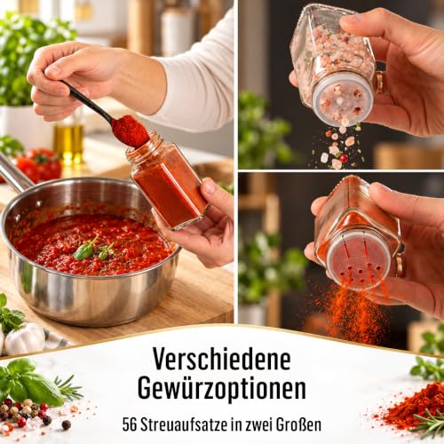 Foto von Deco haus Gewürzgläser Eckig Luftdicht - 24 Set Gewürzdosen + 280 Etiketten