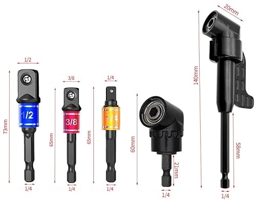 32Pcs Flexible Drill Bit Extension Set, Rotatable Joint Socket 1/4” 3/8” 1/2” Hex Adapter Socket Bendable Magnetic Drill Bit Extender, Universal Drill Bit Extension Screwdriver #TOP1