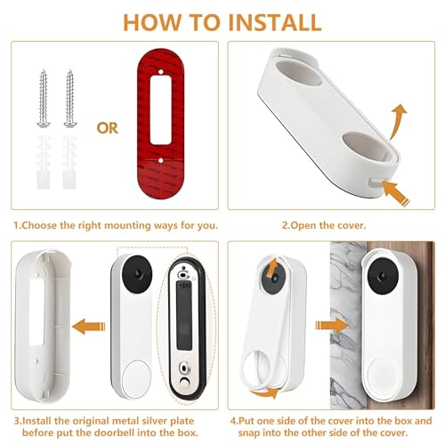 wochel No-Drill Mount for Google Nest Doorbell (Battery), Adhesive Doorbell Mount Bracket, Easy Installation for Nest Doorbell System (White)