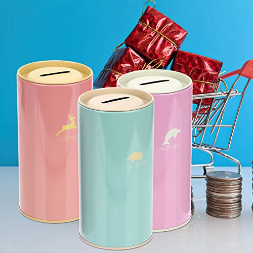 Toyvian Three-Piece Vintage Tinplate Money Saving Jars #TOP26