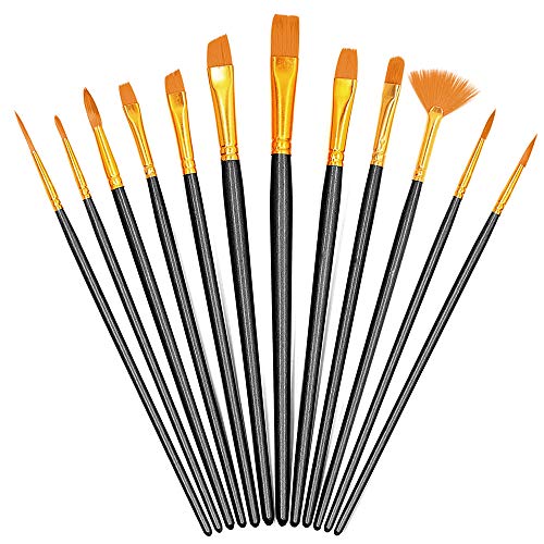 G-Color Pinceaux Peinture [Lot de 12],Durable, Multi-Applications Pinceaux Peinture Sets de Brosses à l'huile, Aquarelle, Gouache, Acrylique - Noir