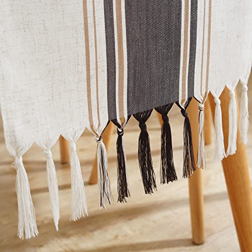 Table Runner, Farmhouse Style Linen Table Runner With Tassels, Rustic Table Runners For Table Decorations, Wedding And Holiday Party, 13 X 72 Inch Long #TOP5