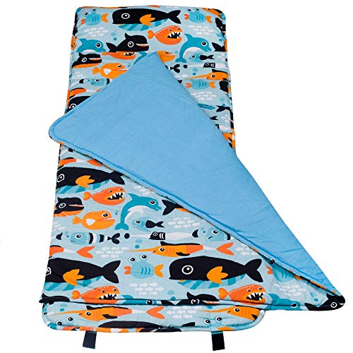 Wildkin Original Nap Mat with Pillow for Toddler Boys and Girls, Measures 50 x 20 x 1.5 Inches, Ideal for Daycare and Preschool, Mom's Choice Award Winner, BPA-Free (Big Fish)