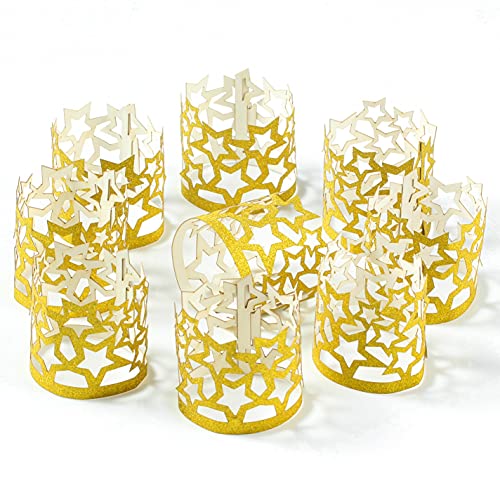 Morgiana 50Pcs Disposable Decorative Star Napkin Ring (50 Pcs) Christmas Mother's Day Wedding Banquet Dinner Decoration (Gold-Star) #TOP6