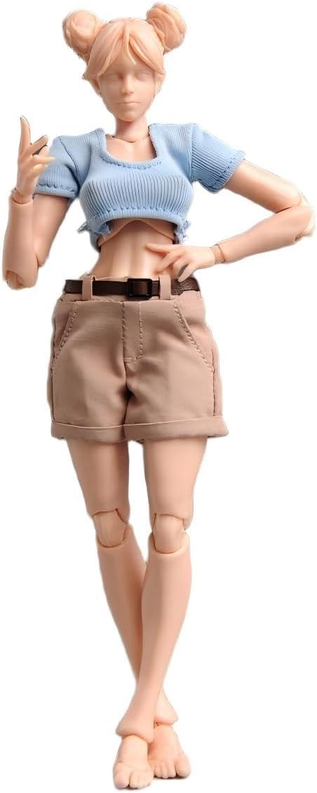Fremego 1/12 Scale Female Action Figure,6inch Super Flexible Girl Body Figure Doll with Head Sculpt Replaceable Chest and Legs Accessories Collection (Suntan Skin)