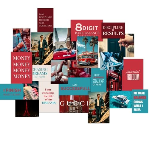 Image of Good Hope Hustler's Vision Board Wall Collage Posters Set of 24 Pcs without Frame 10 A4 Size 8x10 & 14 A5 size Prints for Money Motivation For Room Wall