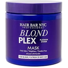 Hair Bar NYC Silver Mask, 16.9oz / 500ml - Triple Power Toning Purple Hair Mask for Blonde, Silver & Platinum Hair - Infused with Keratin & Biotin