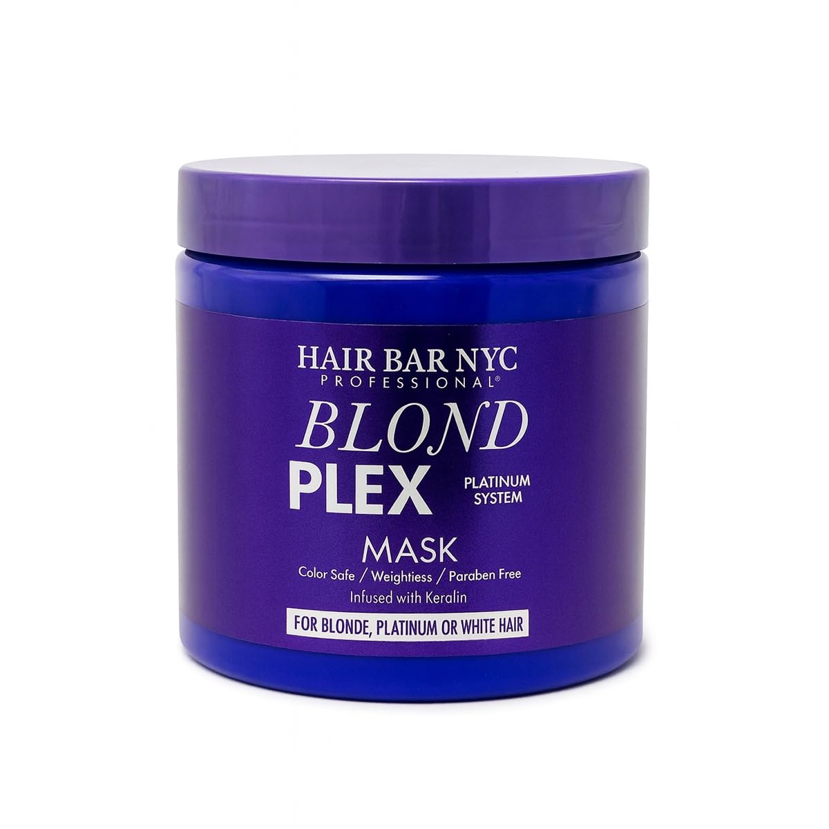 Hair Bar NYC Silver Mask, 16.9oz / 500ml - Triple Power Toning Purple Hair Mask for Blonde, Silver & Platinum Hair - Infused with Keratin & Biotin