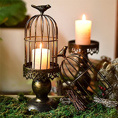 Haiqings 3Pcs Decorative Retro Bird Cage Candle Holder Vintage Wrought Iron Candlesticks Candlelight Dinner Tabletop Decoration Wenfeng1991 #TOP3
