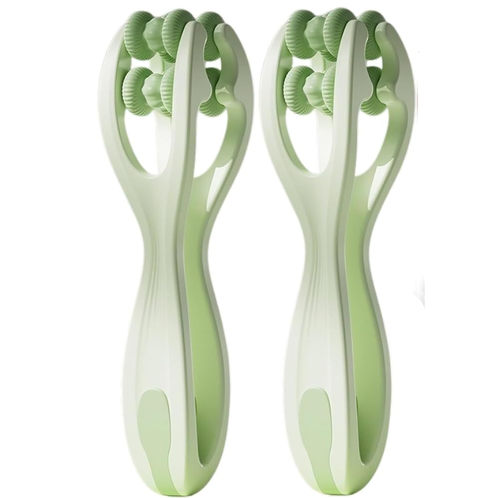 2個セット 指マッサージャー シリコン製 指・手の疲れをリフレッシュ ハンドケア用 ローラー 手のひら・手首対応 健康グッズ (グリーン)
