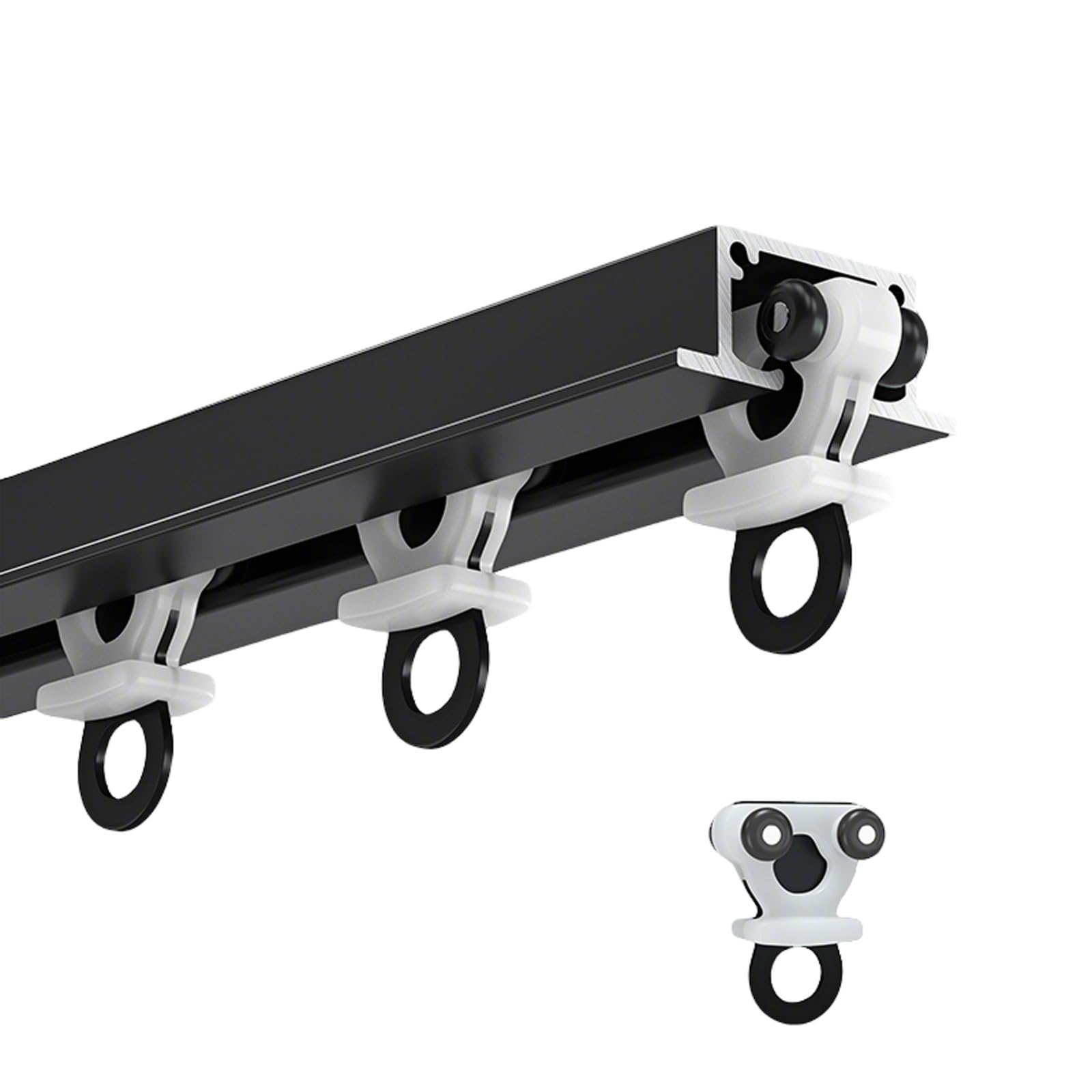Barre a Rideaux Chambre À Coucher Ultra-mince Tringle À Rideaux Alliage D'aluminium pour Salon Salle À Manger, Rail de Rideau avec Rouleau Silencieux(Black,220cm-7.2ft)