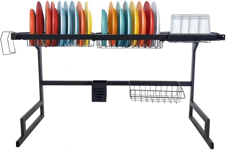 Cozinha Suspensa Modular Escorredor Louça Organizador 24 Pratos 85cm (Preto)