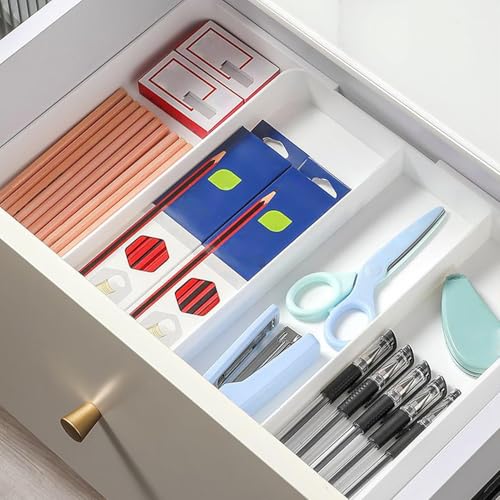 Organiseur de tiroir rétractable 27x27x4 cm en plastique réglable pour couverts de cuisine - 5