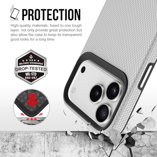 Image of NOXO Ultra-Hybrid Triangle Back Case Cover for iPhone 17 Pro, | Shockproof Design | Camera Protection | Soft TPU & Rugged PC | Bumper Case Cover for iPhone 17 Pro, (Frost White)