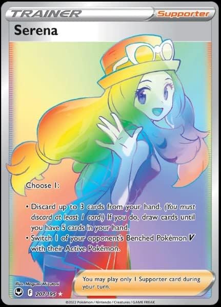 Serena 207/195- Silver Tempest - Full Art Rainbow - Pokemon Secret Rare