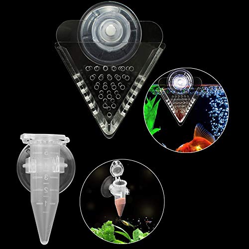 IAFVKAI Aquarium Cone Red Worm Feeder Acrylic V-Shape Automatic Fish Feeder Brine Shrimp Food Feeding Cup with Suction Cup
