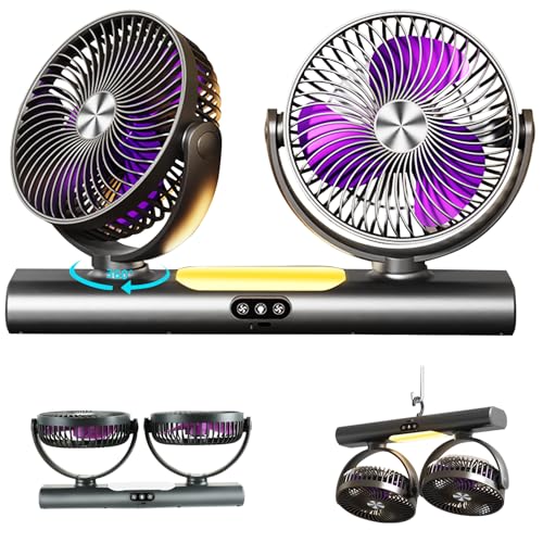 Dual Head Desk Fan with Light