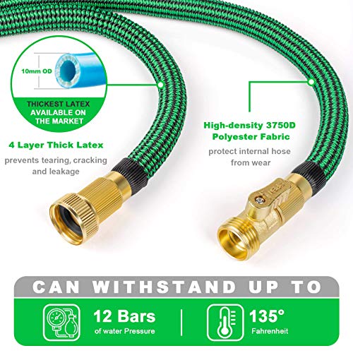 Vezane Garden Hose 100ft, Water Hose with 10 Function Nozzle and Durable 4 Layers Latex, Lightweight Expandable Hose for Garden Watering, No-Kink Flexible Hose for Car Washing - Thumbnail 3
