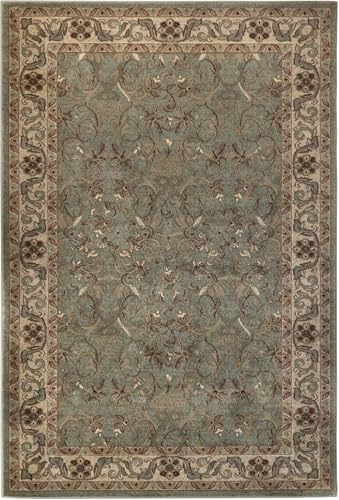 Superior Indoor Area Rug, Plush Carpet Cover, High-Traffic Rug, Apartment Rugs, Bedroom, Living Room, Office, Hallway, Kitchen, Floral Scroll Floor Decor, Heritage Collection, 4' x 6', Green