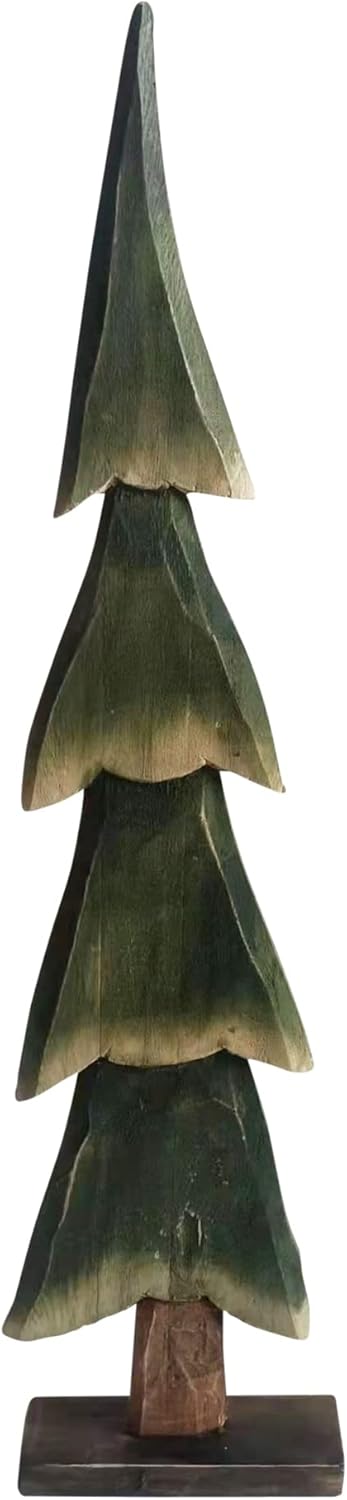 HomArt Medium Wood Christmas Tree Figurine, 16-inch Height, Green