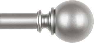 KAMANINA Curtain Rods for Windows 48 to 84 Inches, Antique Silver Curtain Pole 32 to 86 Inches (2.6-7.1ft), 7/8 Inch Decorative Drapery Rods with Round Finials