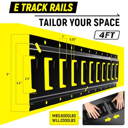 E Track Tie-Down Rail Kit, 28 Pcs 4FT E Track Set, 4 Steel Rails, 8 Rope Tie-Offs, 8 O Rings and 8 End Caps for Securing Cargo & Heavy Loads in Enclosed Trailers, Heavy Loads Up to 2,000lbs by SAFESPEEDTECH - Used condition - Image 2