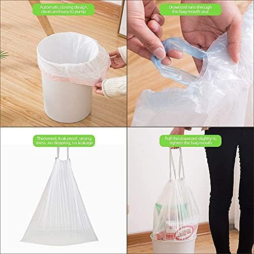 Kitchen Garbage Bag 4 Rolls, 10 L Bin Liners Drawstring Rubbish Bags, 60 pcs Small Bin Bags Degradable Trash Bags Unscented Indoor Garbage Bags for Bedroom Kitchen OfficeFits 2.6Gallon Bins