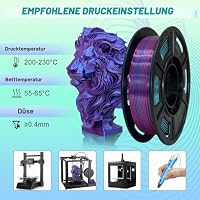 Rhesusco Seiden PLA+ 3D Druckfilament Set-Glänzendes Dreifarbiges Filament 1,75 mm, Hochglänzendes Mehrfarbig Wechselndes 3D-Druckfilament, Kompatibel mit den meisten FDM 3D-Druckern, 4 Spulen à 250g – Ansicht 6