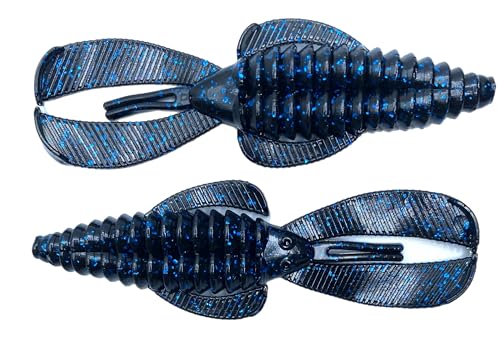 Phat Pak Baits - Swamp Monster Rage Bug Style Plastic Beaver Creature Bait Punching Bass Fishing Lure 20ct 4" - Black n Blue Flake