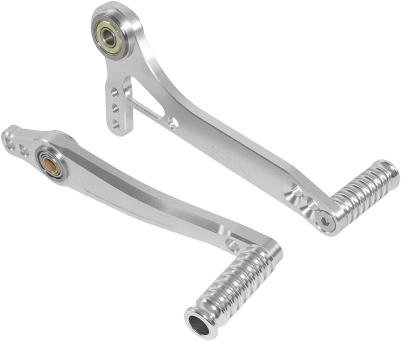 MUSM Motorcycle Pedal Motorcycle Adjustable Dual Bearings Shift or Brake Lever Shifter Pedal with Toe Floor Boards Kit Aftermarket Rearsets Rear Set(Silver)