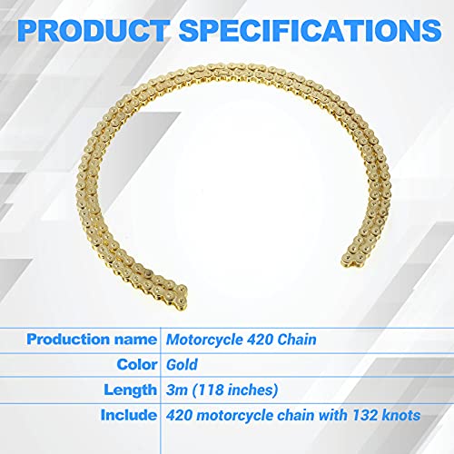 Oxmart Motorcycle 420 Chain Standard Roller Link Chain Fit For 50Cc 70Cc 110Cc 125Cc Dirt Pit Bike Atv Quad Scooter Mini Bike Go Kart #TOP6