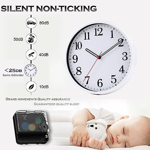 2-Pack Wall Clock Battery Operated - Black Silent Small Modern Analog Wall Clocks Non Ticking Clock for Kitchen Bedroom Bathroom Office Classroom