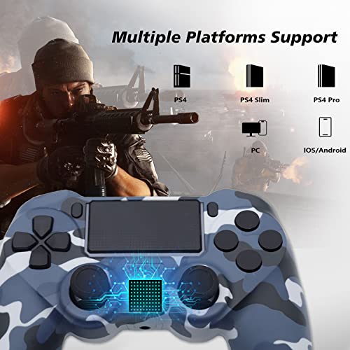 2 Pack Wireless Controller For Ps4,Ysokk Wireless Remote Control Compatible With Playstation 4/Slim/Pro,With Double Shock/Audio/Six-Axis Motion Sensor(Camouflage Blue+Camouflage Green) #TOP2