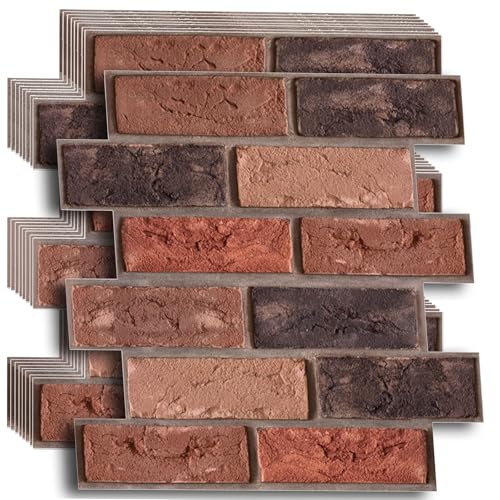 szgwtk 3D Faux Brick Wall Panels, Self-Adhesive Waterproof, 10 Pcs 30x30cm