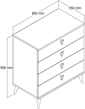 Mezza 3614 Versace 4 Drawer Dresser White