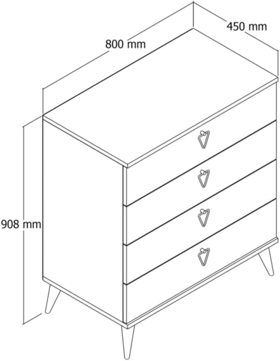 Mezza 3614 Versace 4 Drawer Dresser White