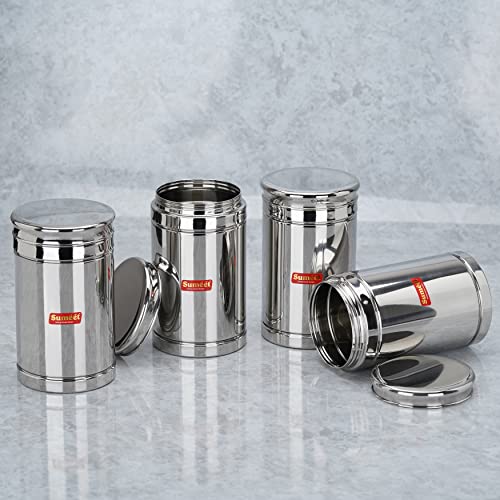 Image of Sumeet Stainless Steel Circular Vertical Storage Container set of 4 Pc, 1350ml Capacity Each, 10.5cm Dia, Silver
